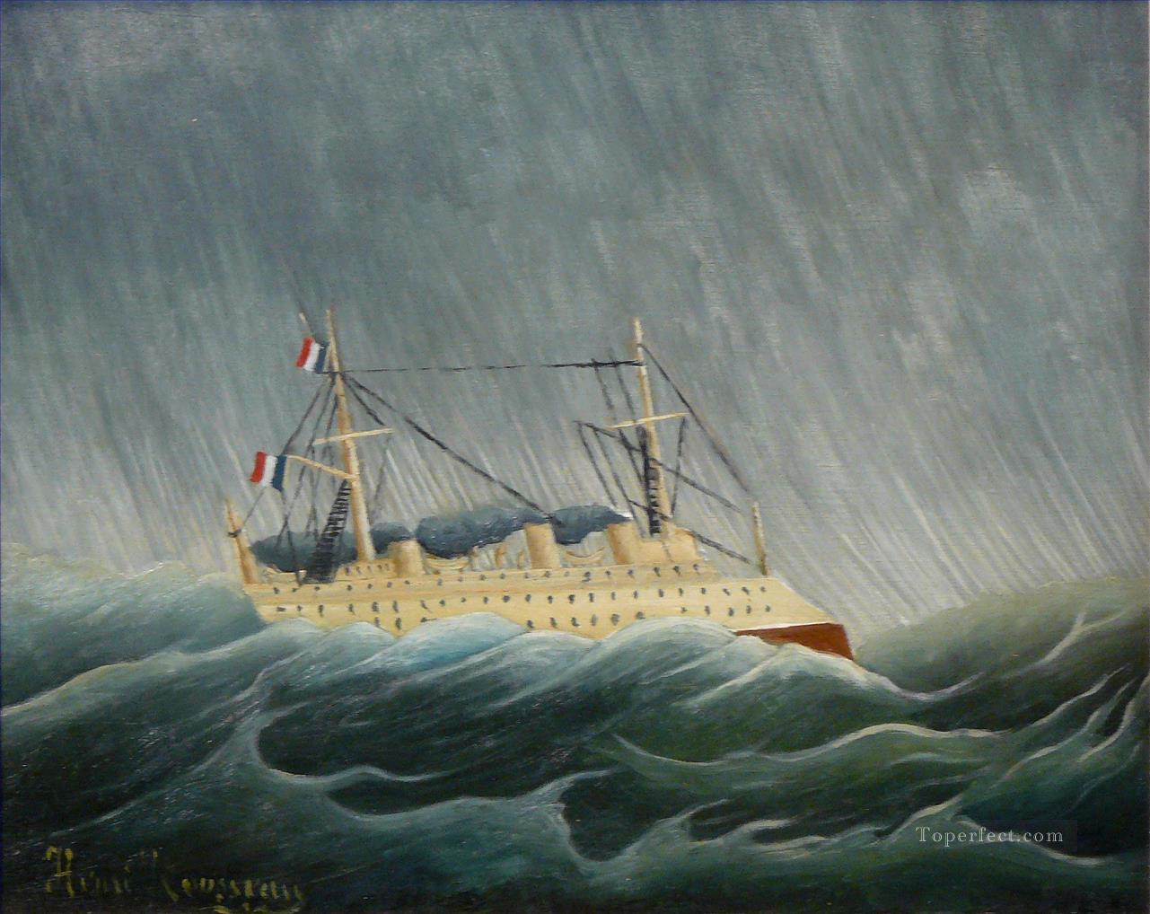 嵐に翻弄された船 アンリ・ルソー ポスト印象派 素朴原始主義油絵